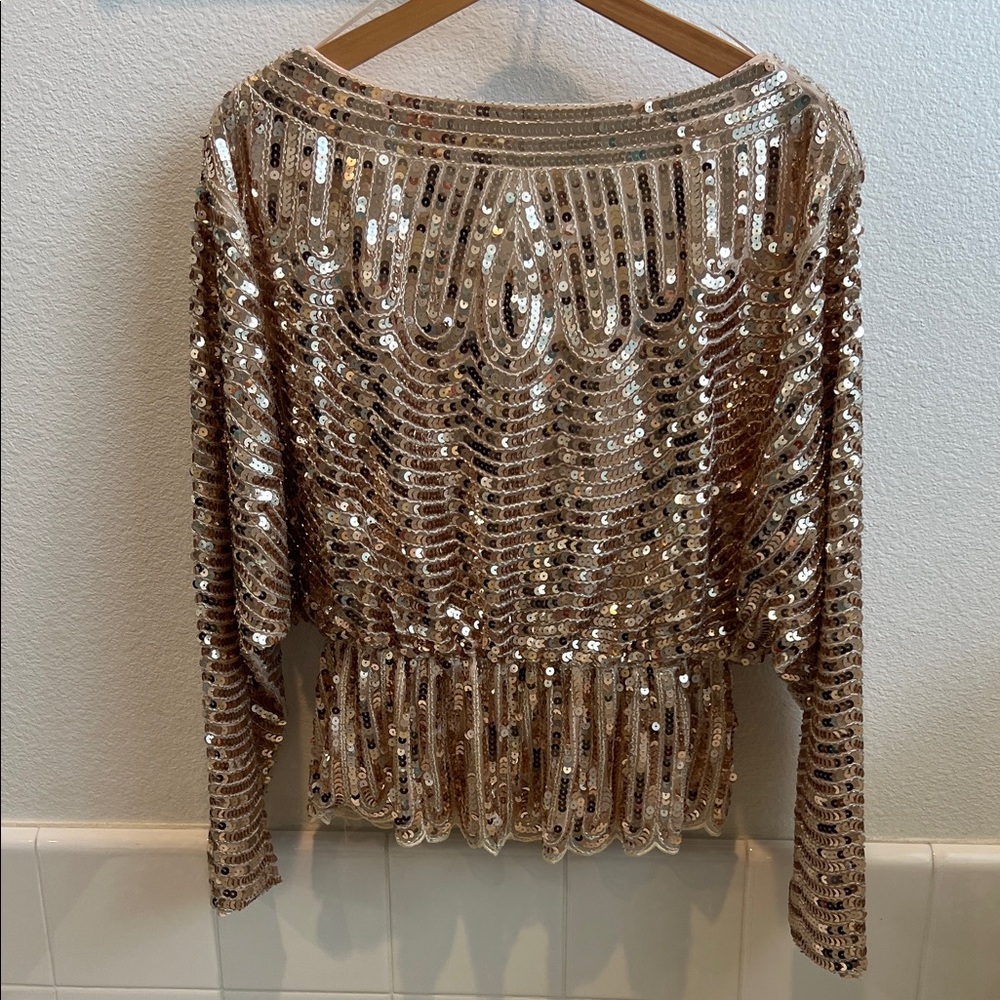Endless Rose Shimmering Gold Sequin Blouse
